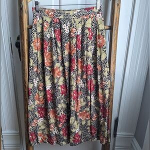 Sag Harbor leopard floral midi skirt